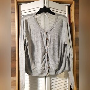 Aeropostale Grey Cardigan With Sheer Polka Dot Back Sz L